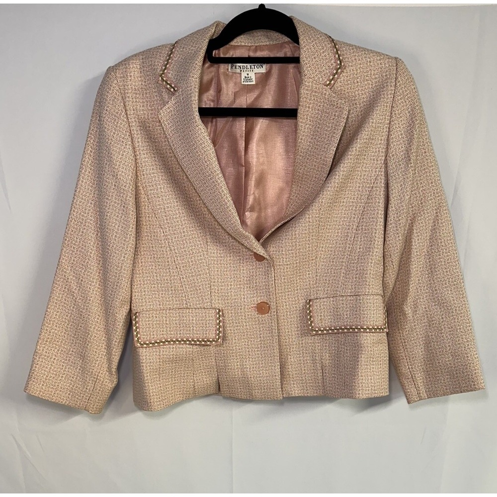Pendleton Womens Button Down Wool Tweed Pink Jacket 8‎ Petite Grannycore #9